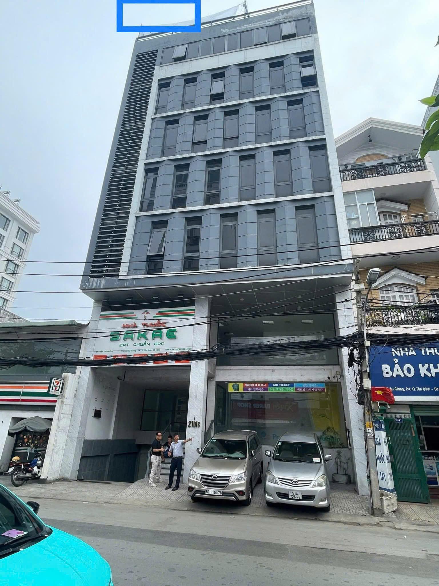Cho thuê tòa nhà Hậu Giang Tân Bình – 11x18m, hầm 6 lầu, thang máy, thiết kế văn phòng