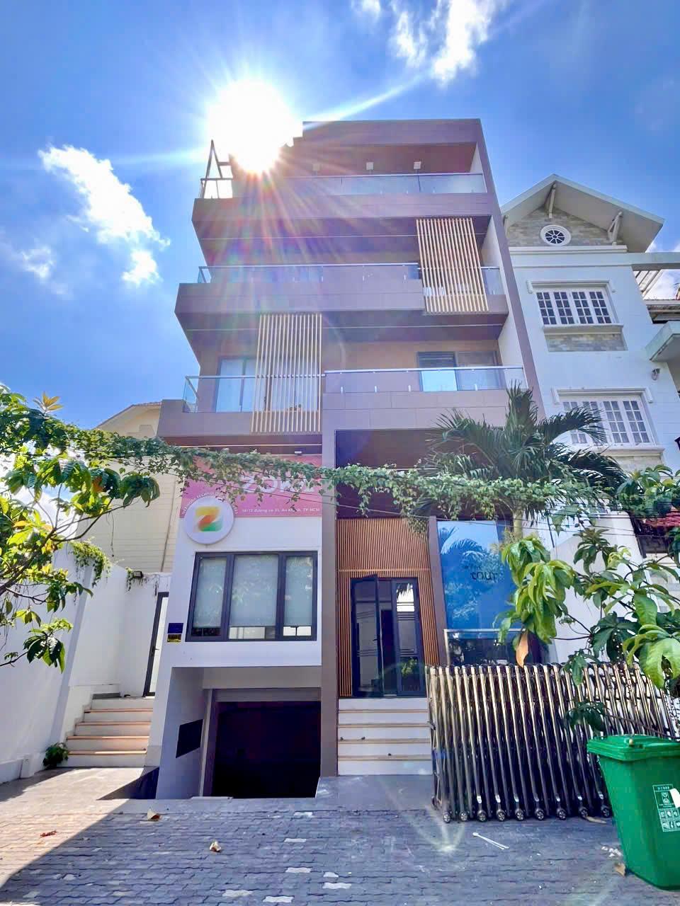 Cho thuê nhà KDC Bình An Quận 2 – 10x16m, 500m² sàn, hầm 5 tầng, thang máy